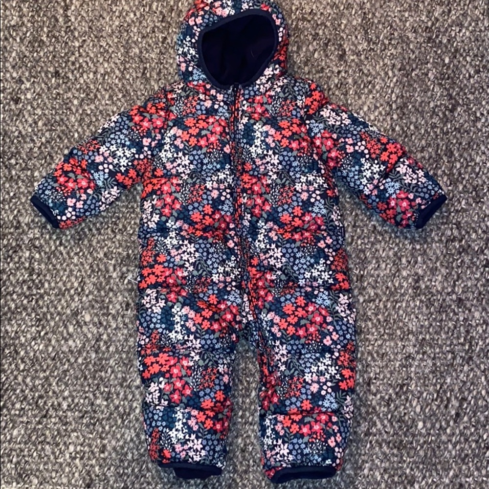 Infant flower puff snow suit